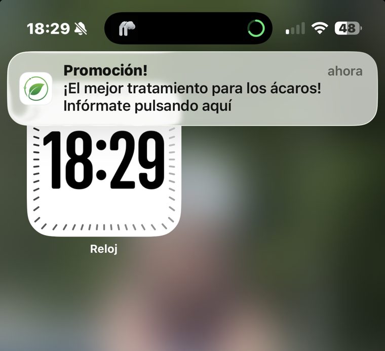 Notificación push patrocinada en la pantalla de bloqueo